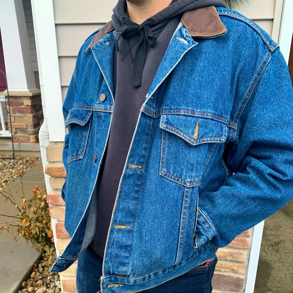 Marlboro Jean Jacket w/ Genuine Leather Collar